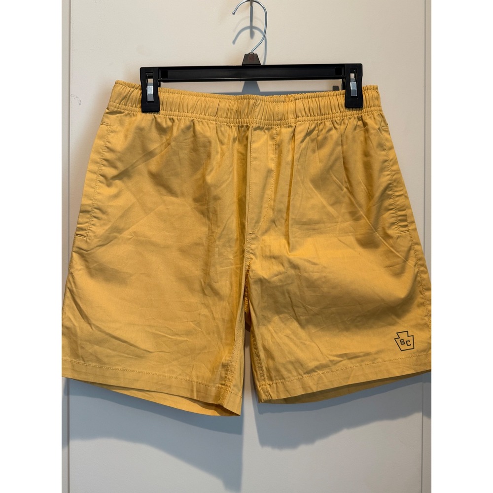 Steel City Mens Mustard Yellow Elastic Waist Keystone Logo Shorts Size Small